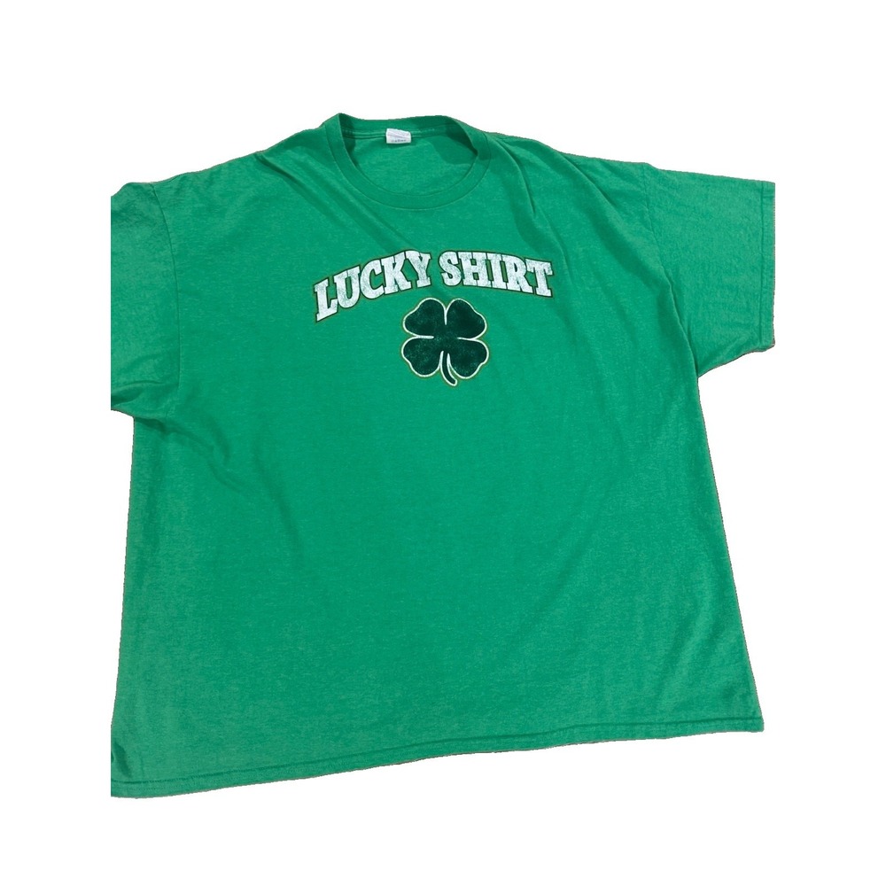 Gildan Heavy Cotton Lucky Shirt Shamrock Green Graphic Tee Mens 3XL St Patricks